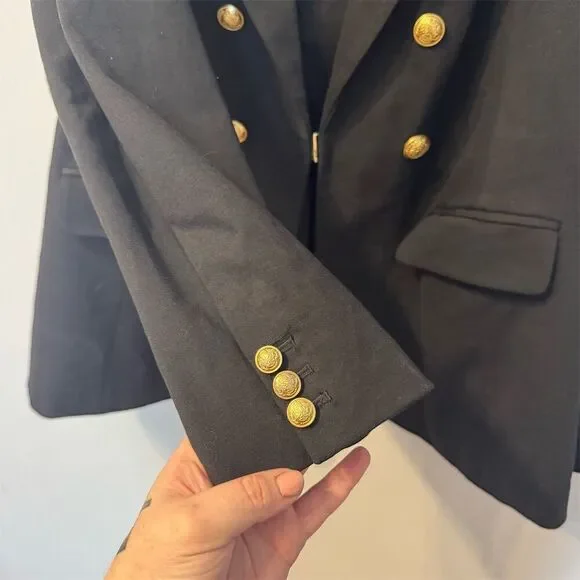 Lane Bryant Women's Blazer Jacket Size 22 Black Double-Breasted look nautical - Picture 4 of 9